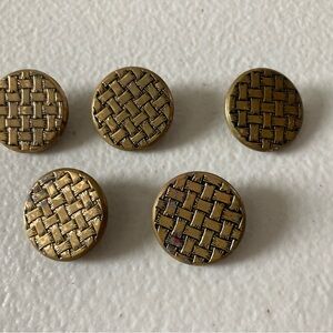 Lot 5 Vintage Gold Buttons for Sewing or Crafts 7/8” Diameter
